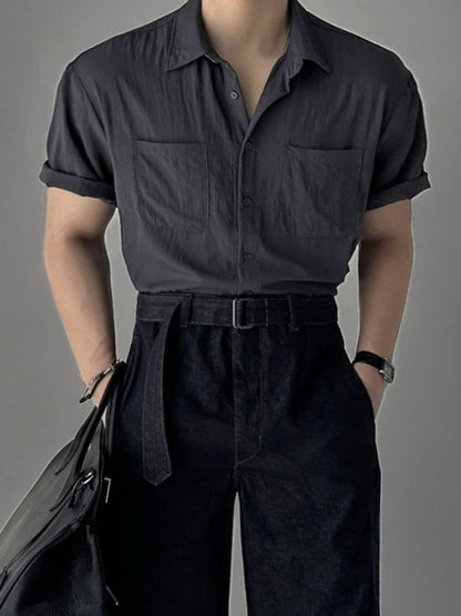 Pigment-Washed Nylon Shirt Jacket