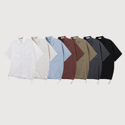 Pigment-Washed Nylon Shirt Jacket