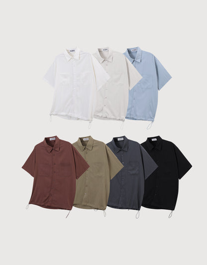 Pigment-Washed Nylon Shirt Jacket
