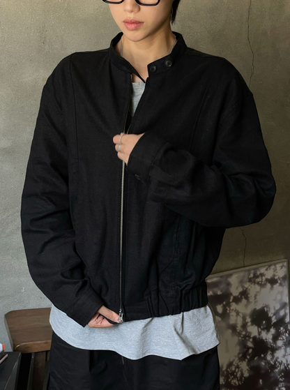 Minimal Stand Collar Zip Jacket