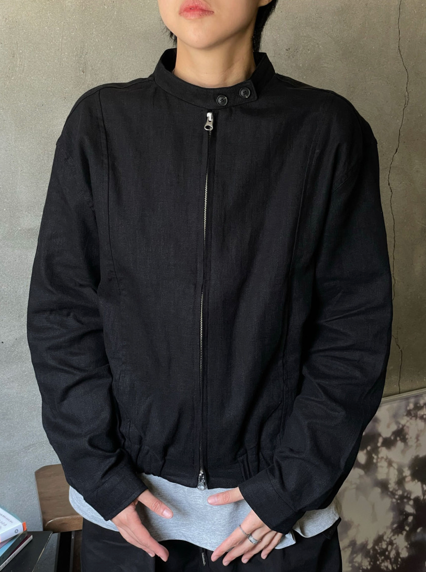 Minimal Stand Collar Zip Jacket