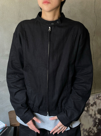 Minimal Stand Collar Zip Jacket