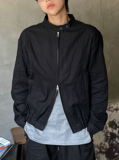Minimal Stand Collar Zip Jacket