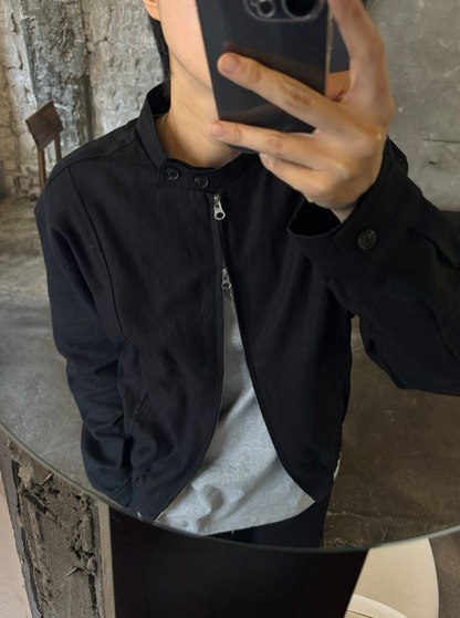 Minimal Stand Collar Zip Jacket