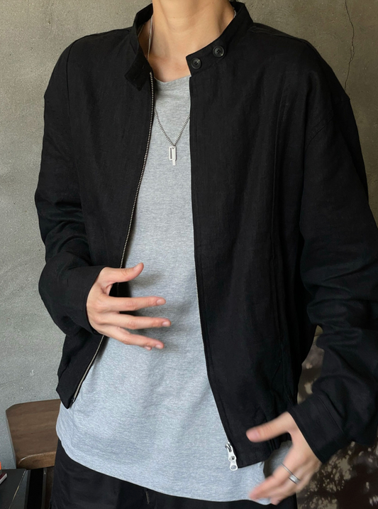 Minimal Stand Collar Zip Jacket