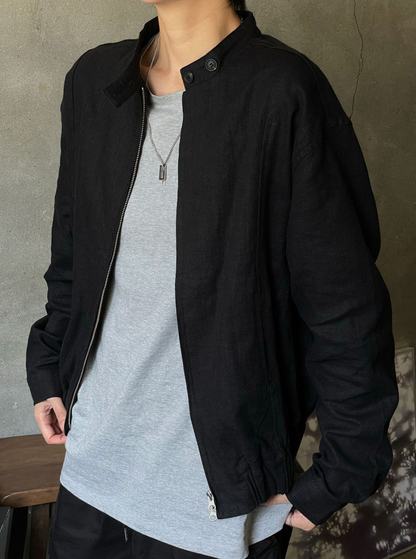 Minimal Stand Collar Zip Jacket