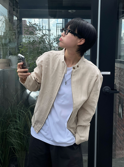 Minimal Stand Collar Zip Jacket