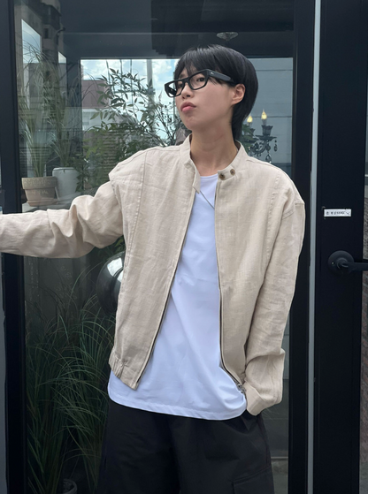 Minimal Stand Collar Zip Jacket