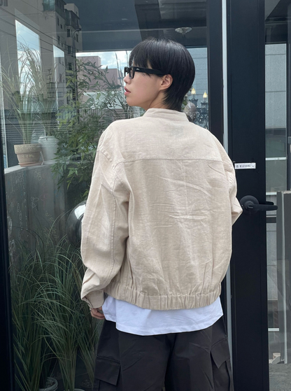 Minimal Stand Collar Zip Jacket
