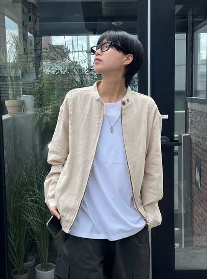 Minimal Stand Collar Zip Jacket