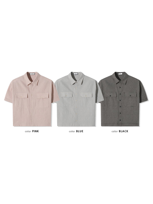 Pigment-Washed Nylon Shirt Jacket