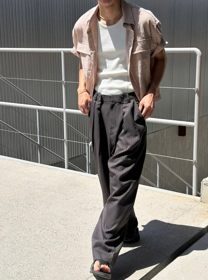 Micro Check Utility Half Shirt