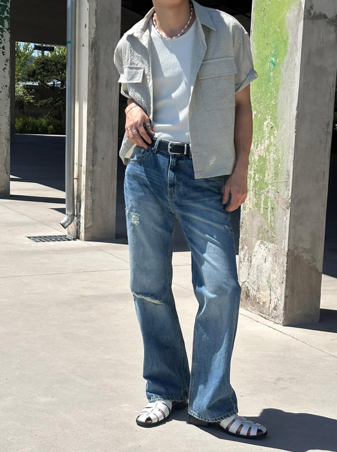 Pigment-Washed Nylon Shirt Jacket