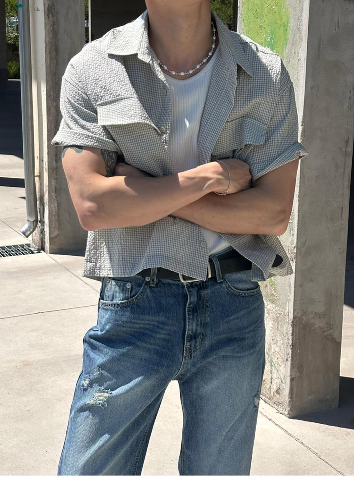 Pigment-Washed Nylon Shirt Jacket