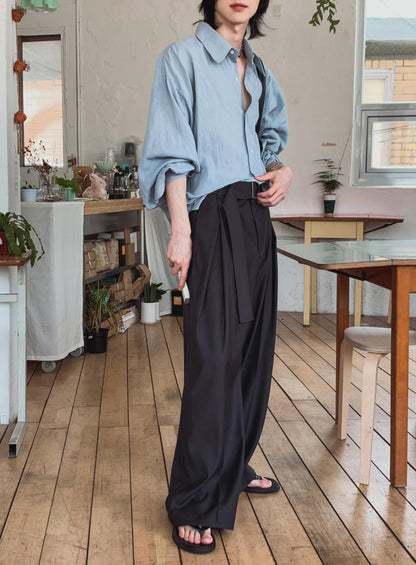 Noir Belted Wide Slacks