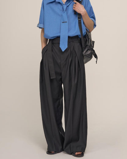 Noir Belted Wide Slacks