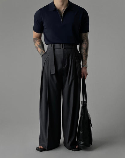 Noir Belted Wide Slacks