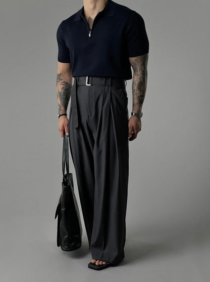Noir Belted Wide Slacks
