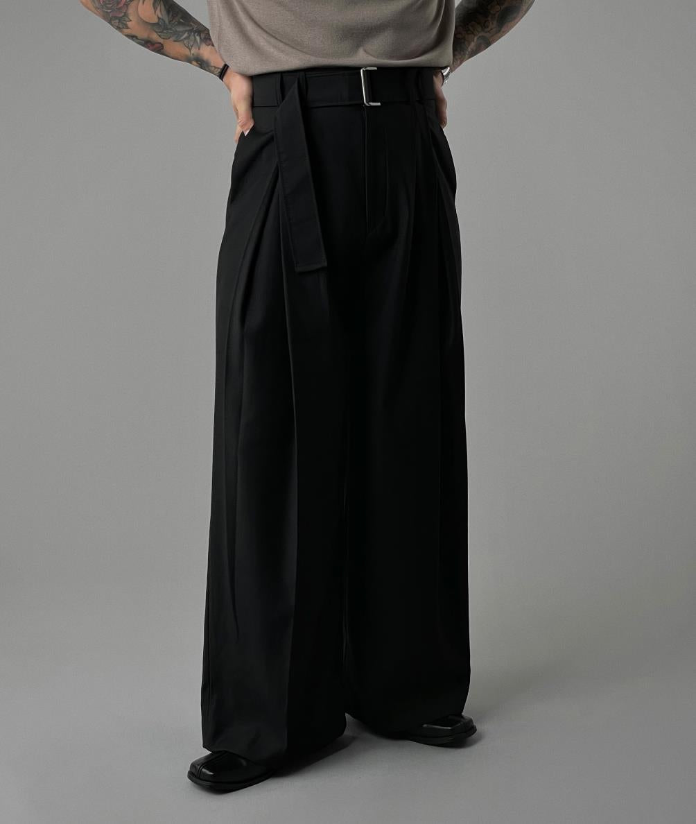 Noir Belted Wide Slacks