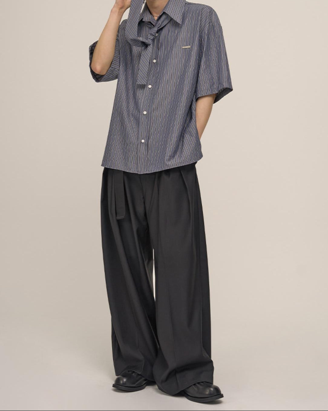 Noir Belted Wide Slacks