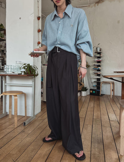 Noir Belted Wide Slacks