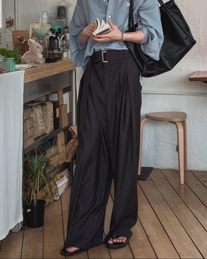 Noir Belted Wide Slacks