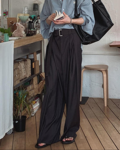 Noir Belted Wide Slacks