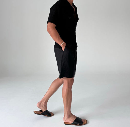 Linen Touch Pleated Half Shorts