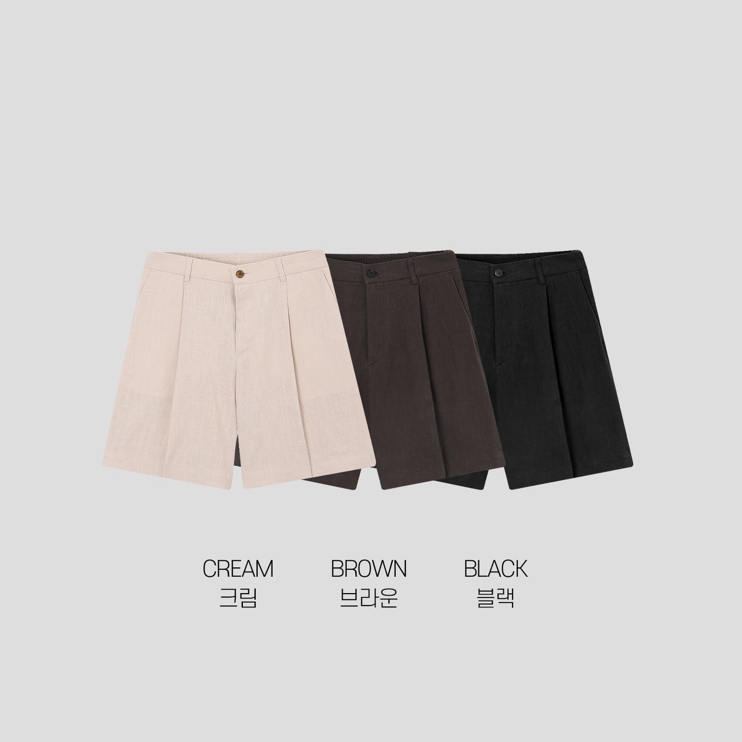 Linen Touch Pleated Half Shorts