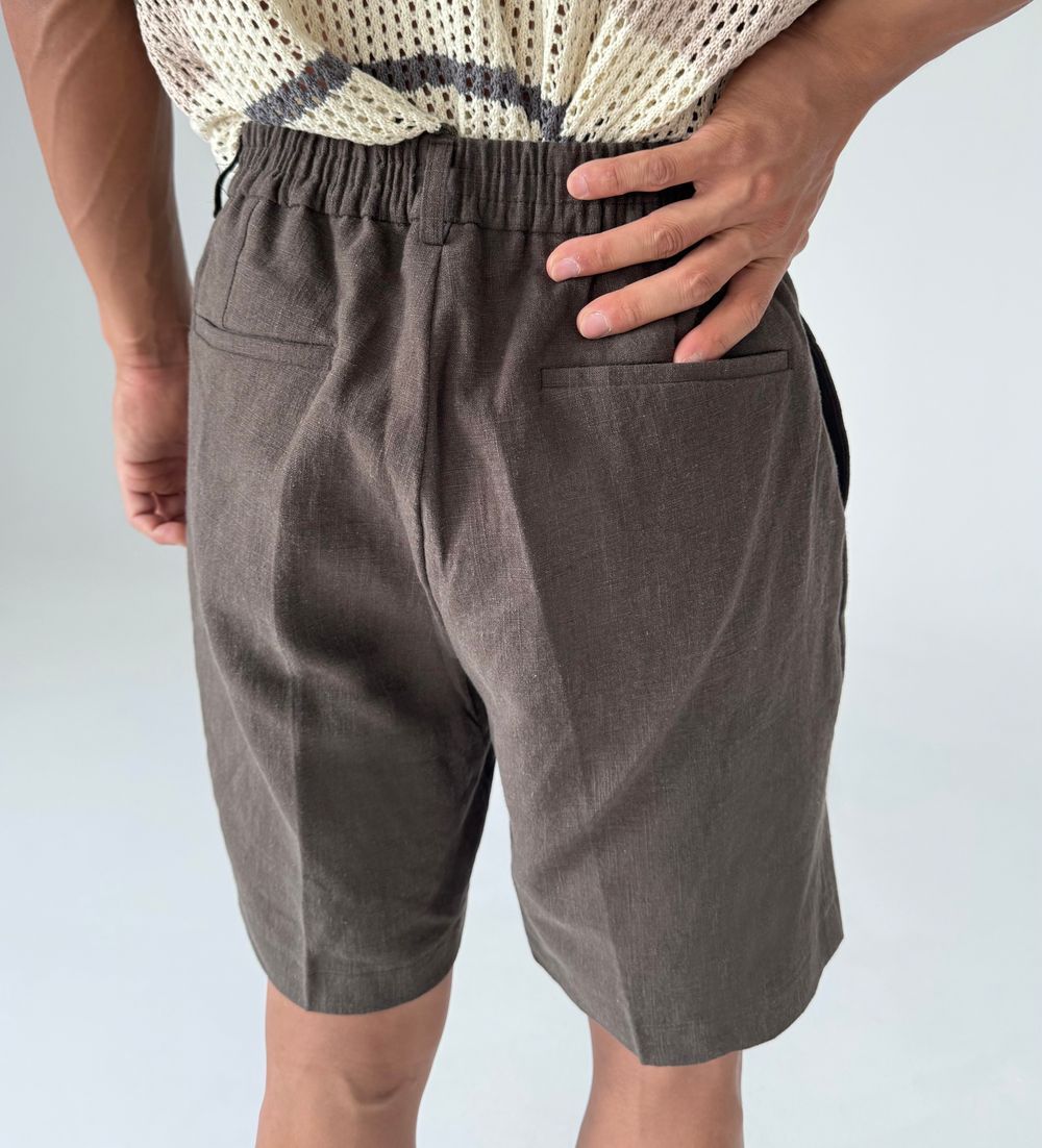 Linen Touch Pleated Half Shorts