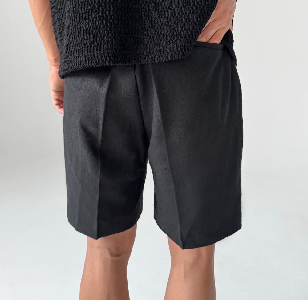Linen Touch Pleated Half Shorts