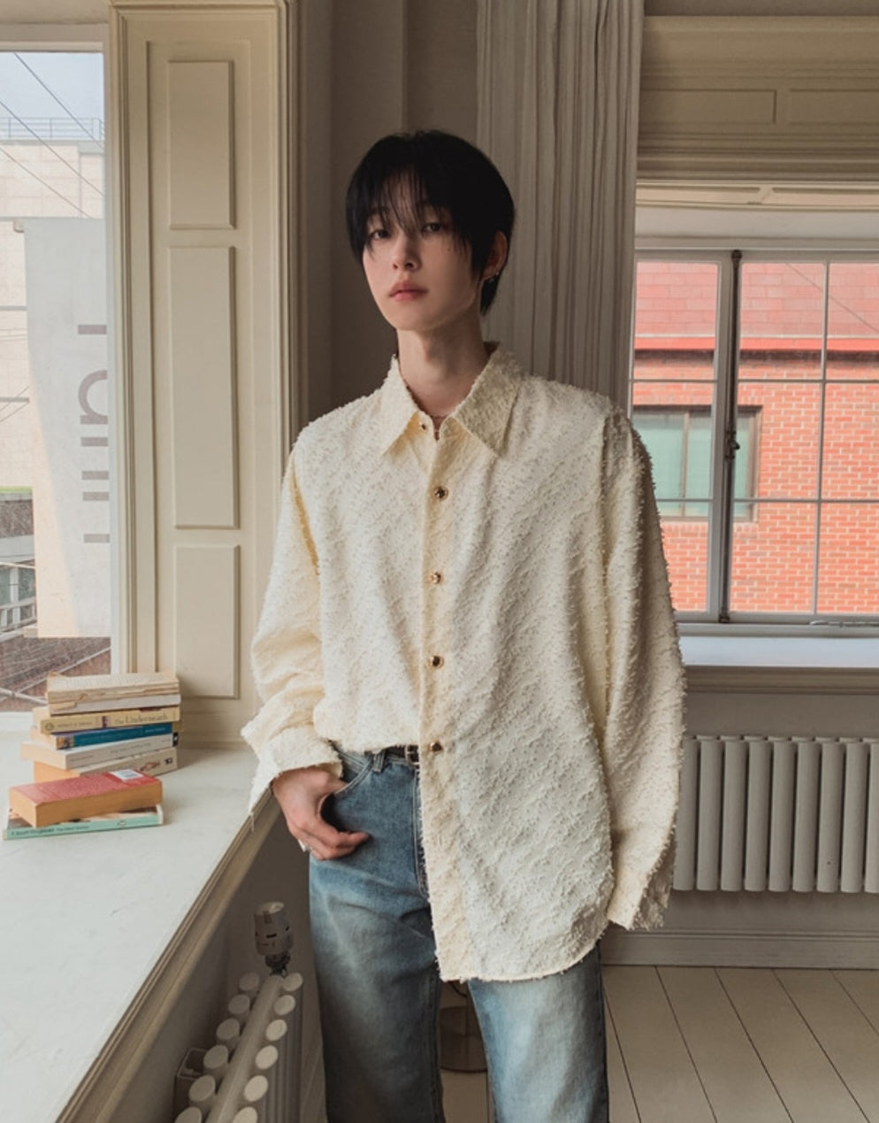 Pigment-Washed Nylon Shirt Jacket