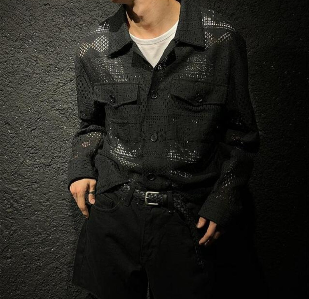 Pigment-Washed Nylon Shirt Jacket