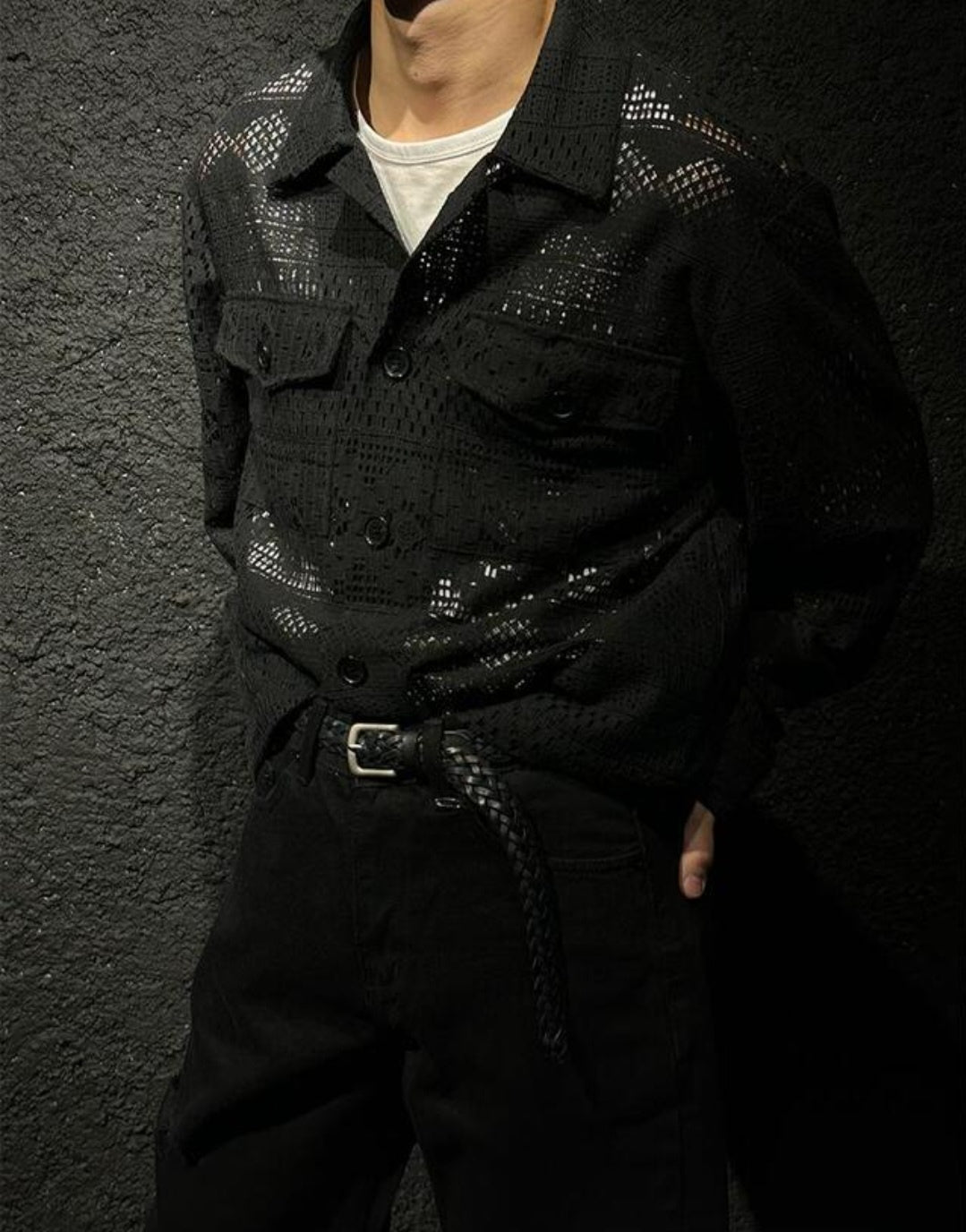 Pigment-Washed Nylon Shirt Jacket