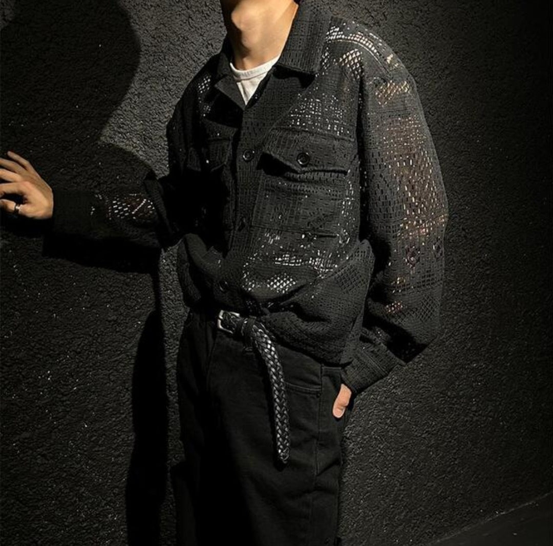 Pigment-Washed Nylon Shirt Jacket