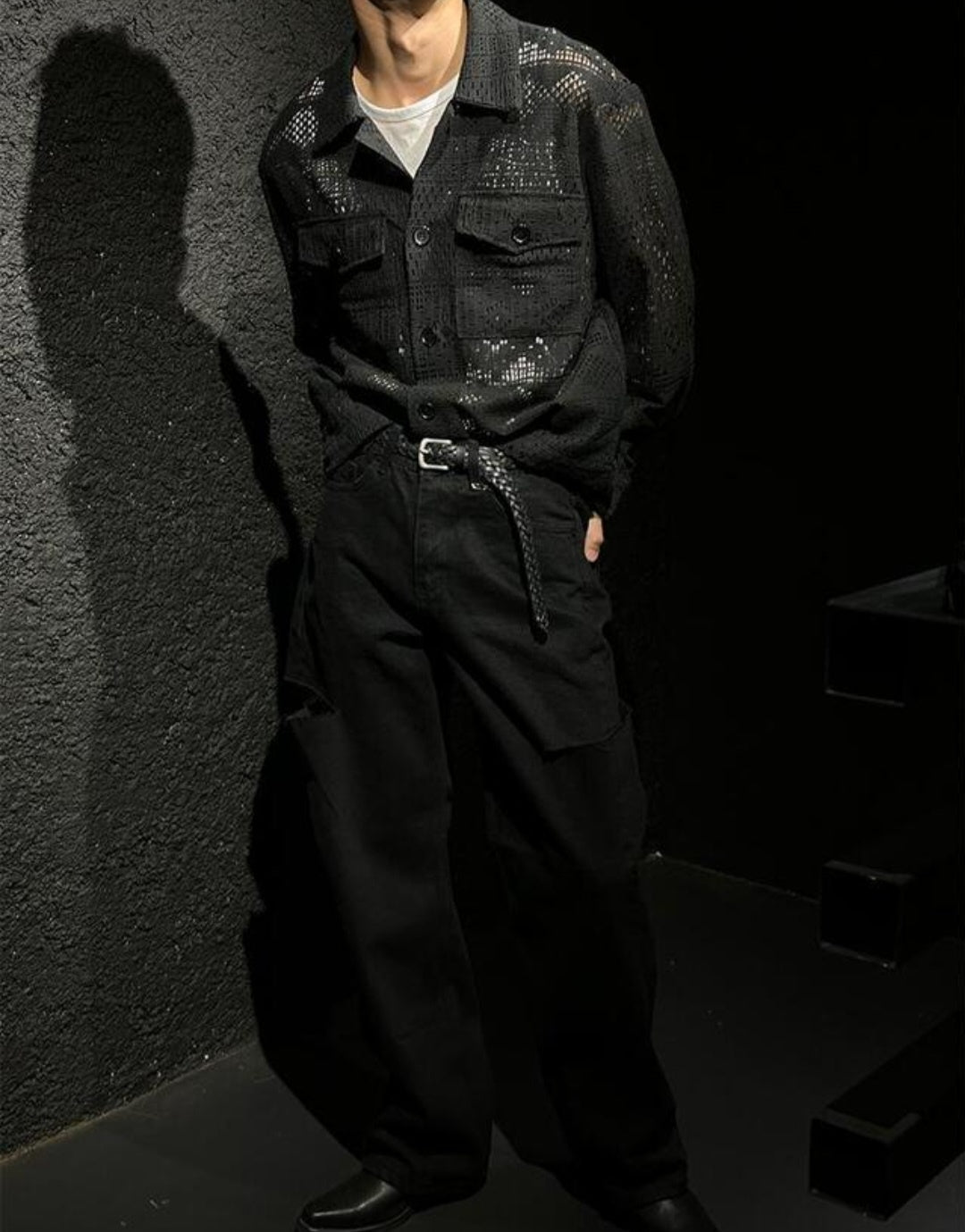 Pigment-Washed Nylon Shirt Jacket