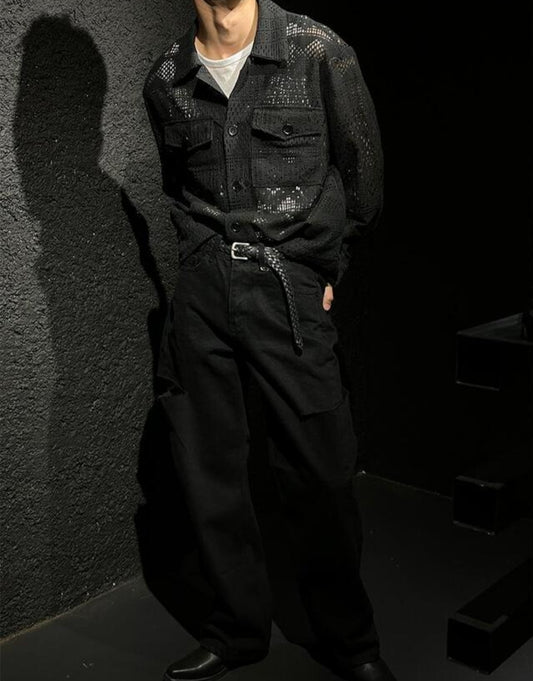 Pigment-Washed Nylon Shirt Jacket