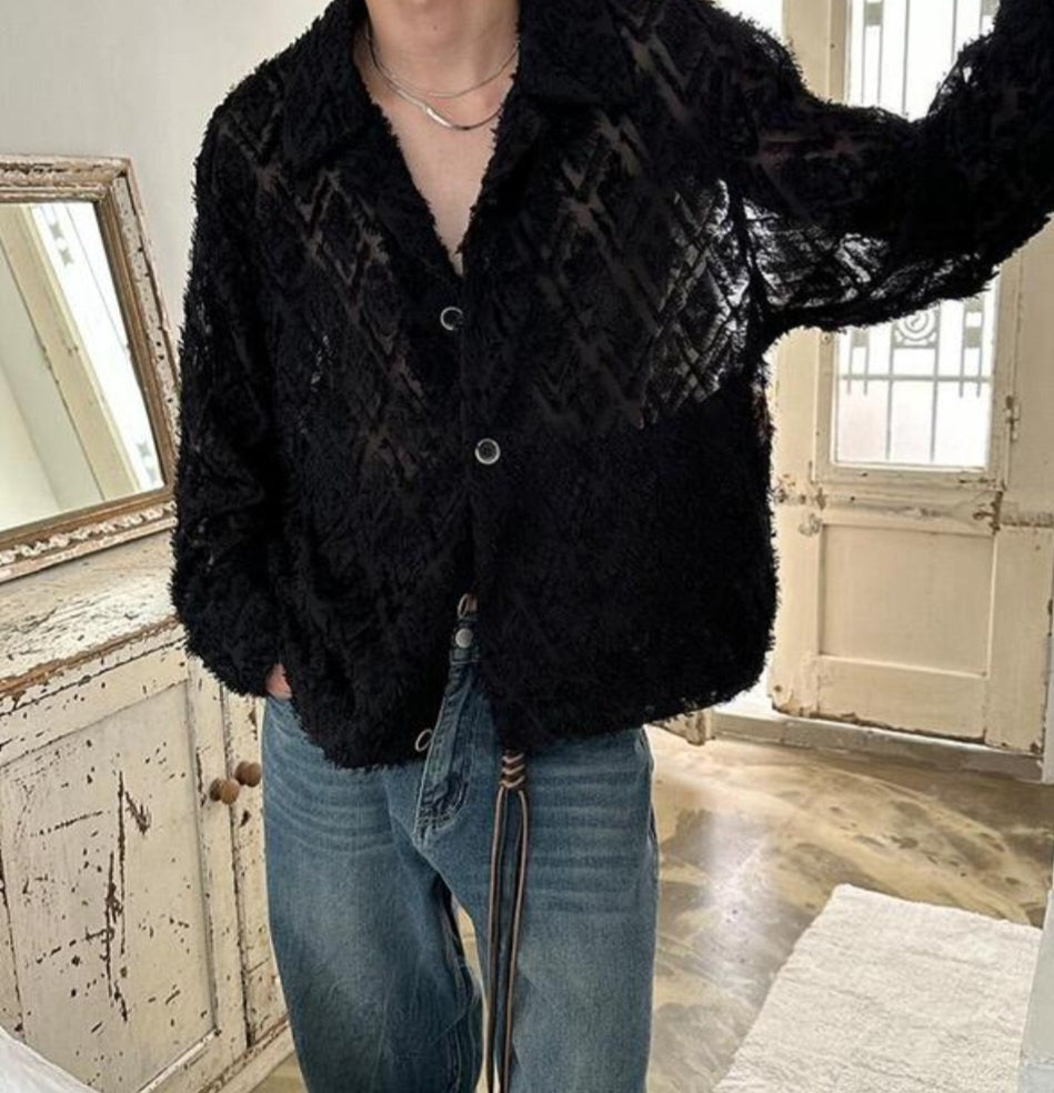 Pigment-Washed Nylon Shirt Jacket