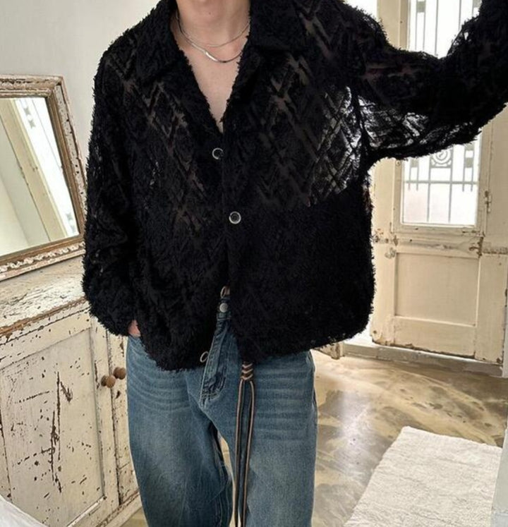 Feather Fringe Jacquard Shirt