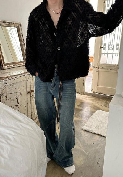 Feather Fringe Jacquard Shirt