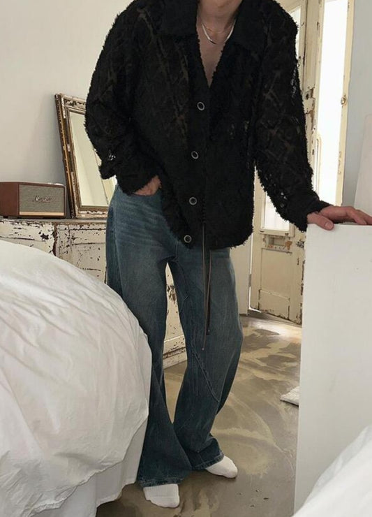 Pigment-Washed Nylon Shirt Jacket