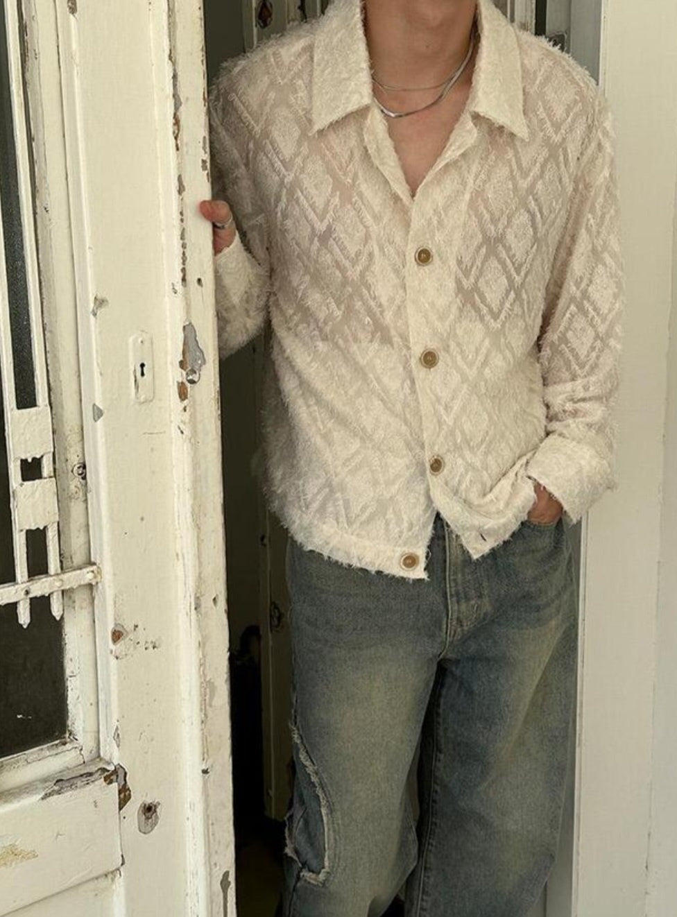 Pigment-Washed Nylon Shirt Jacket