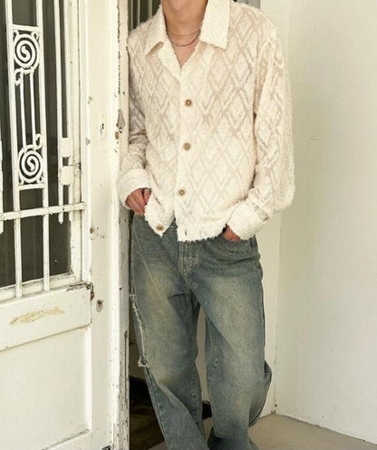 Feather Fringe Jacquard Shirt