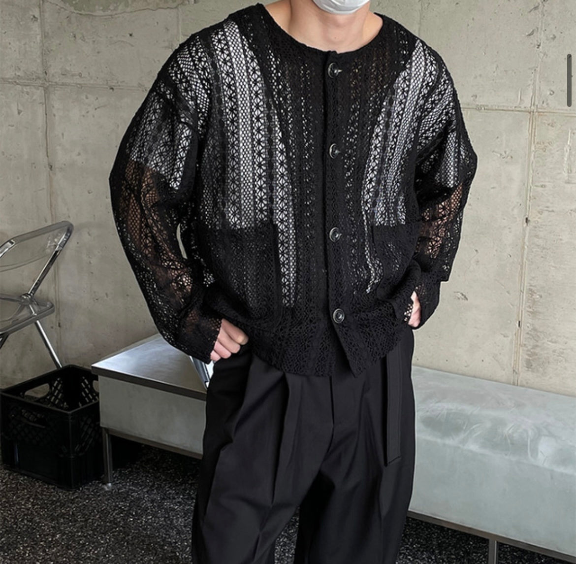 Pigment-Washed Nylon Shirt Jacket