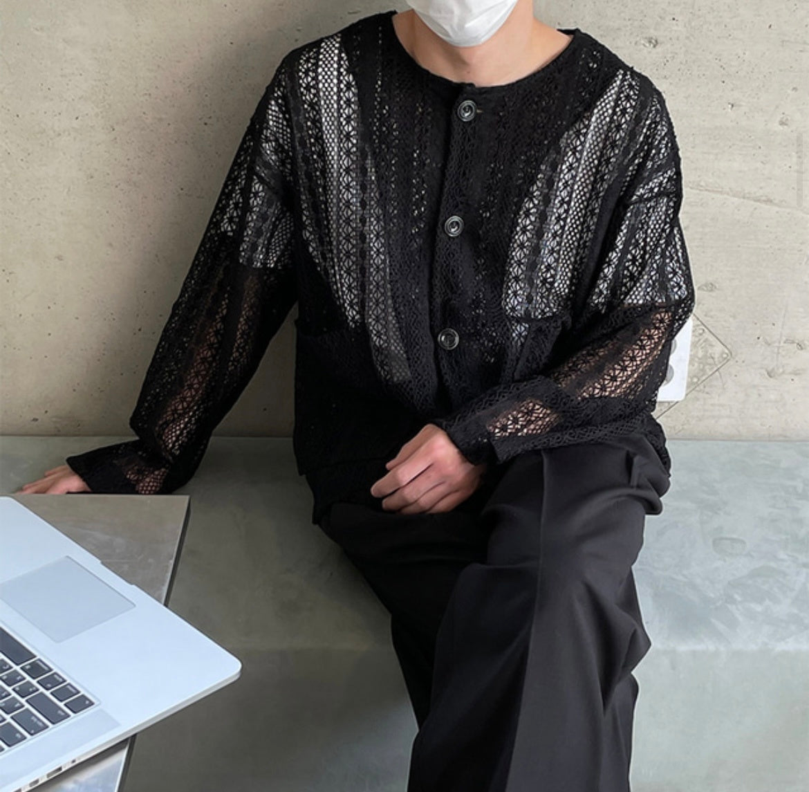 Pigment-Washed Nylon Shirt Jacket