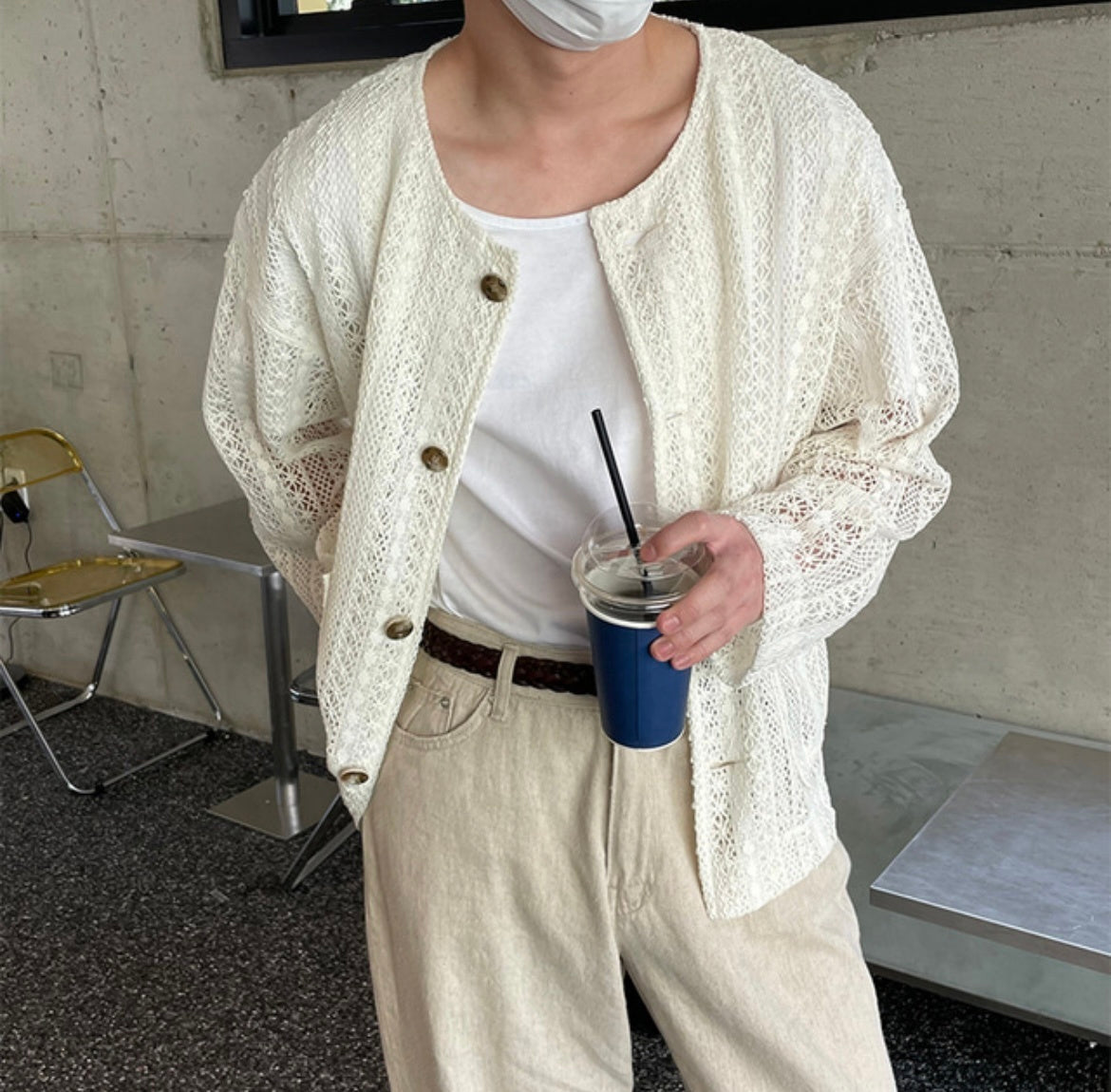 Pigment-Washed Nylon Shirt Jacket