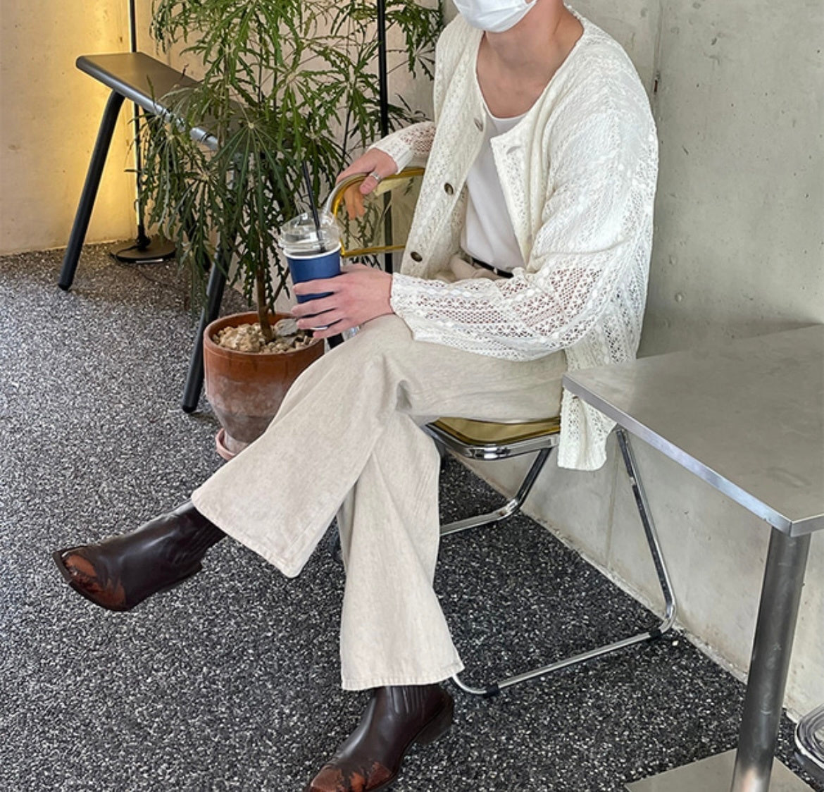 Pigment-Washed Nylon Shirt Jacket