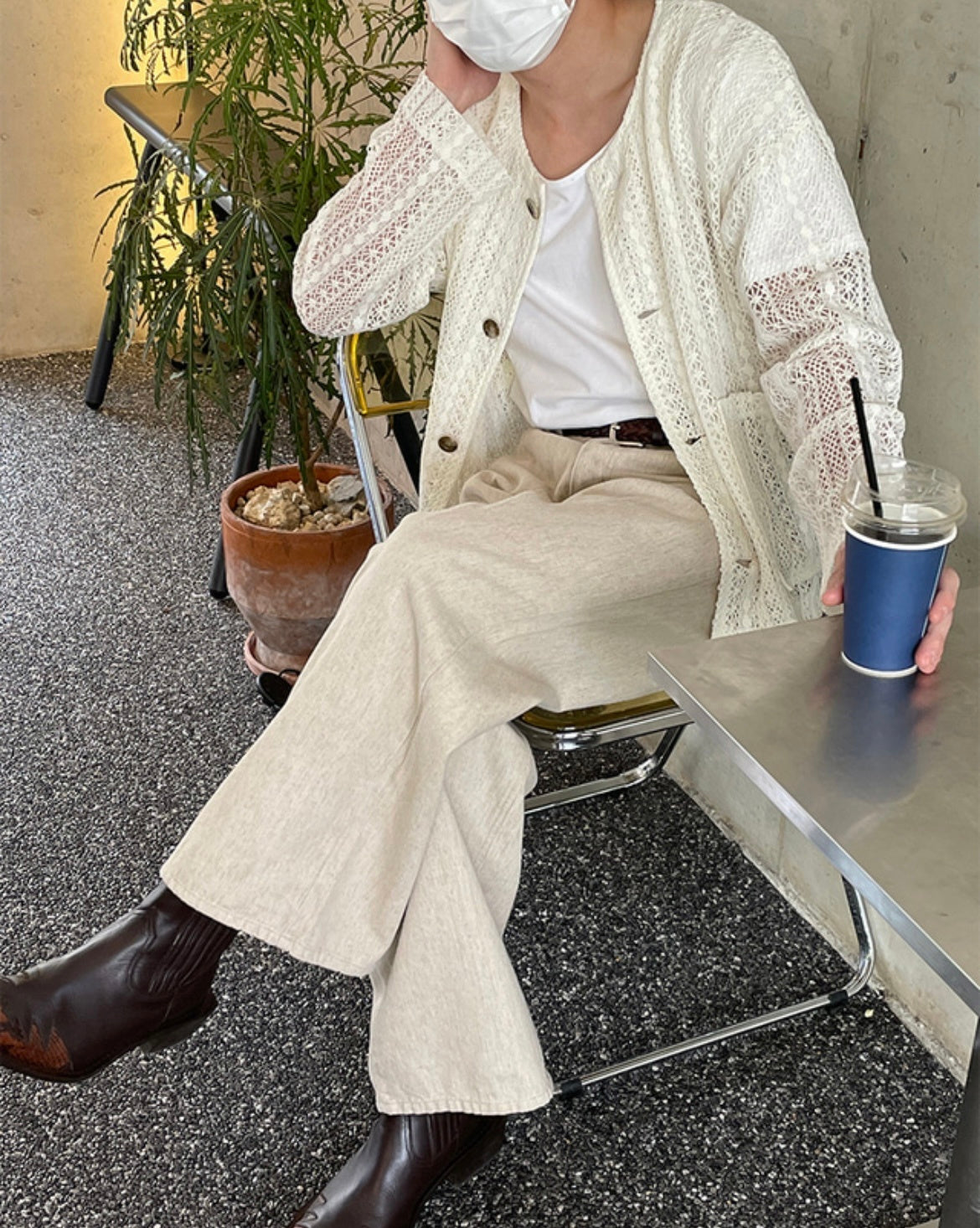 Pigment-Washed Nylon Shirt Jacket