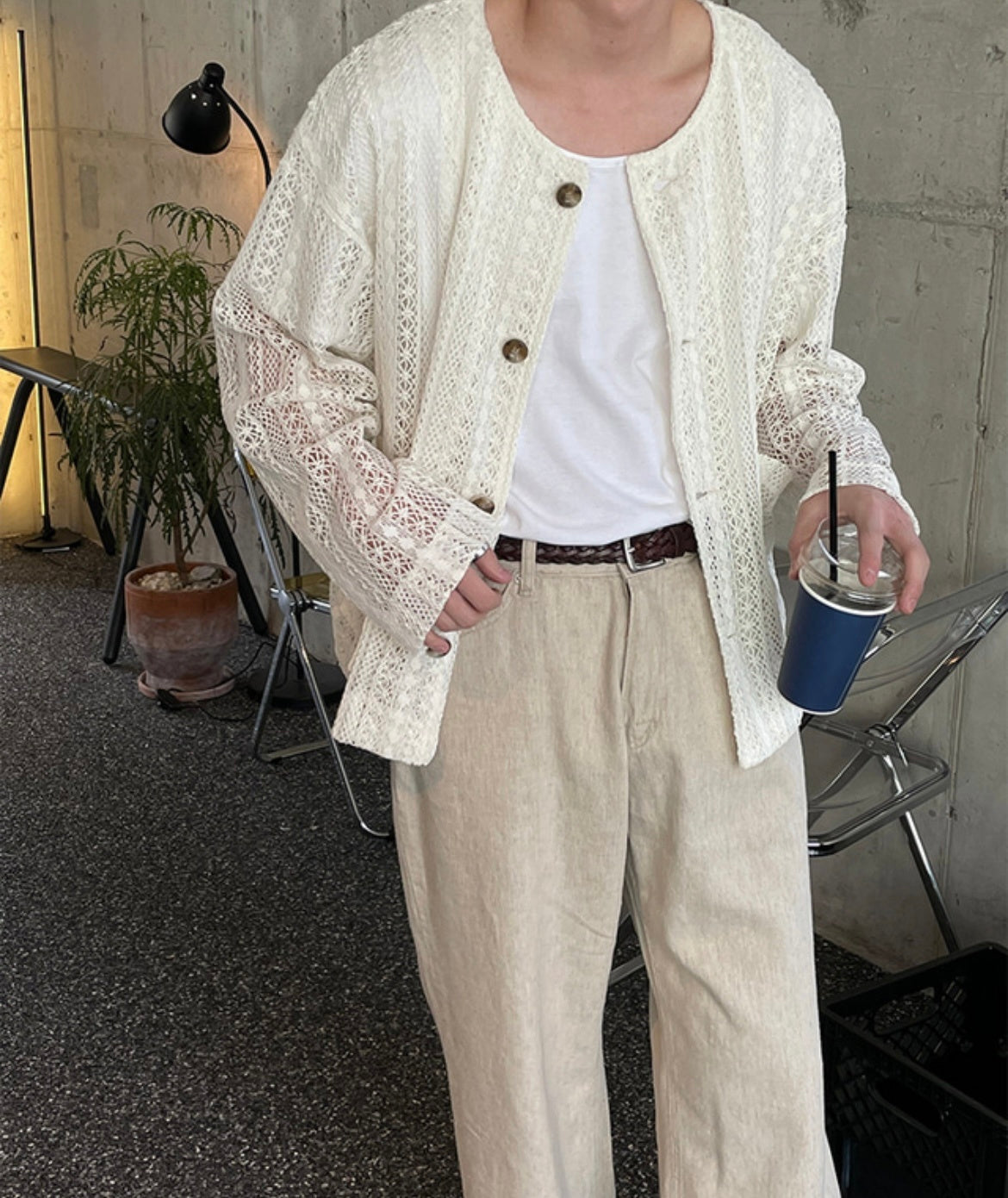 Pigment-Washed Nylon Shirt Jacket