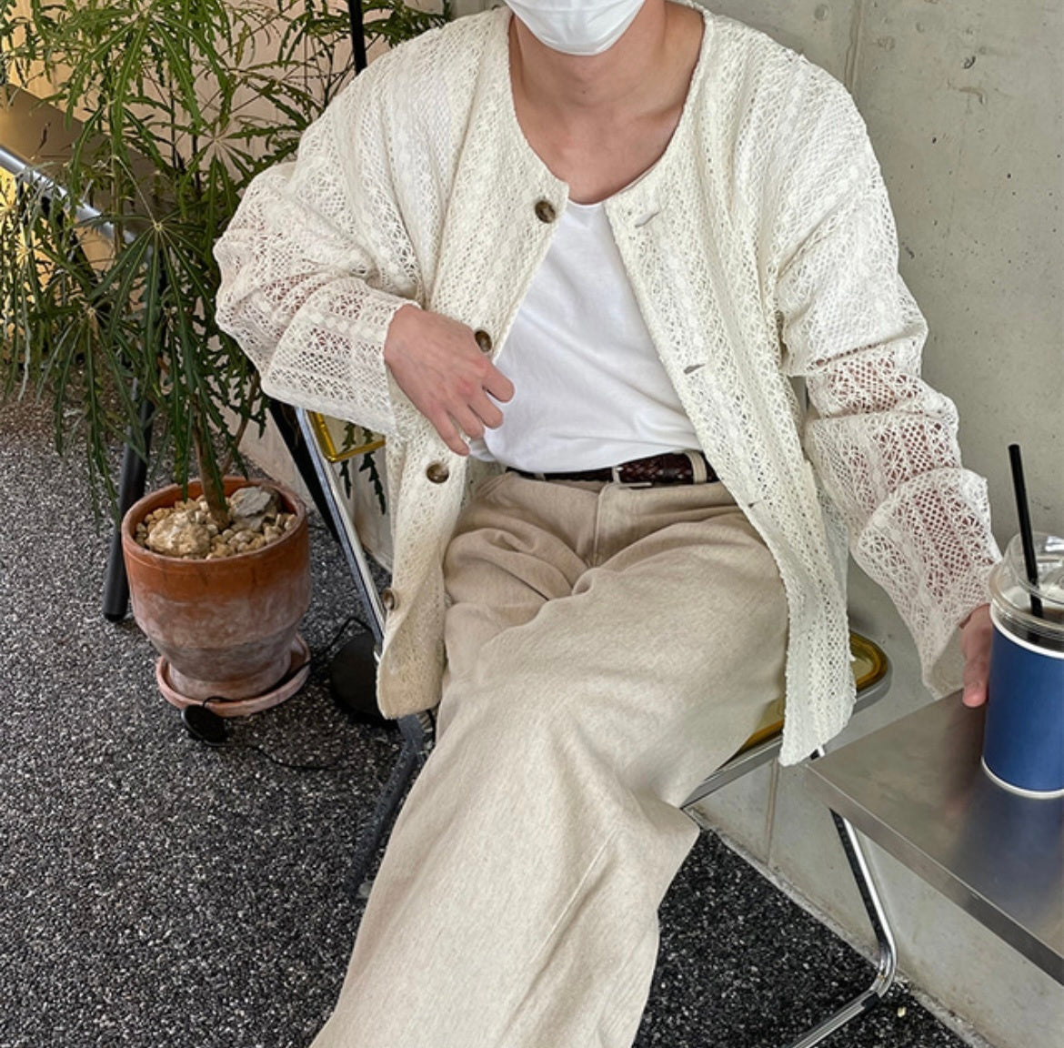 Pigment-Washed Nylon Shirt Jacket